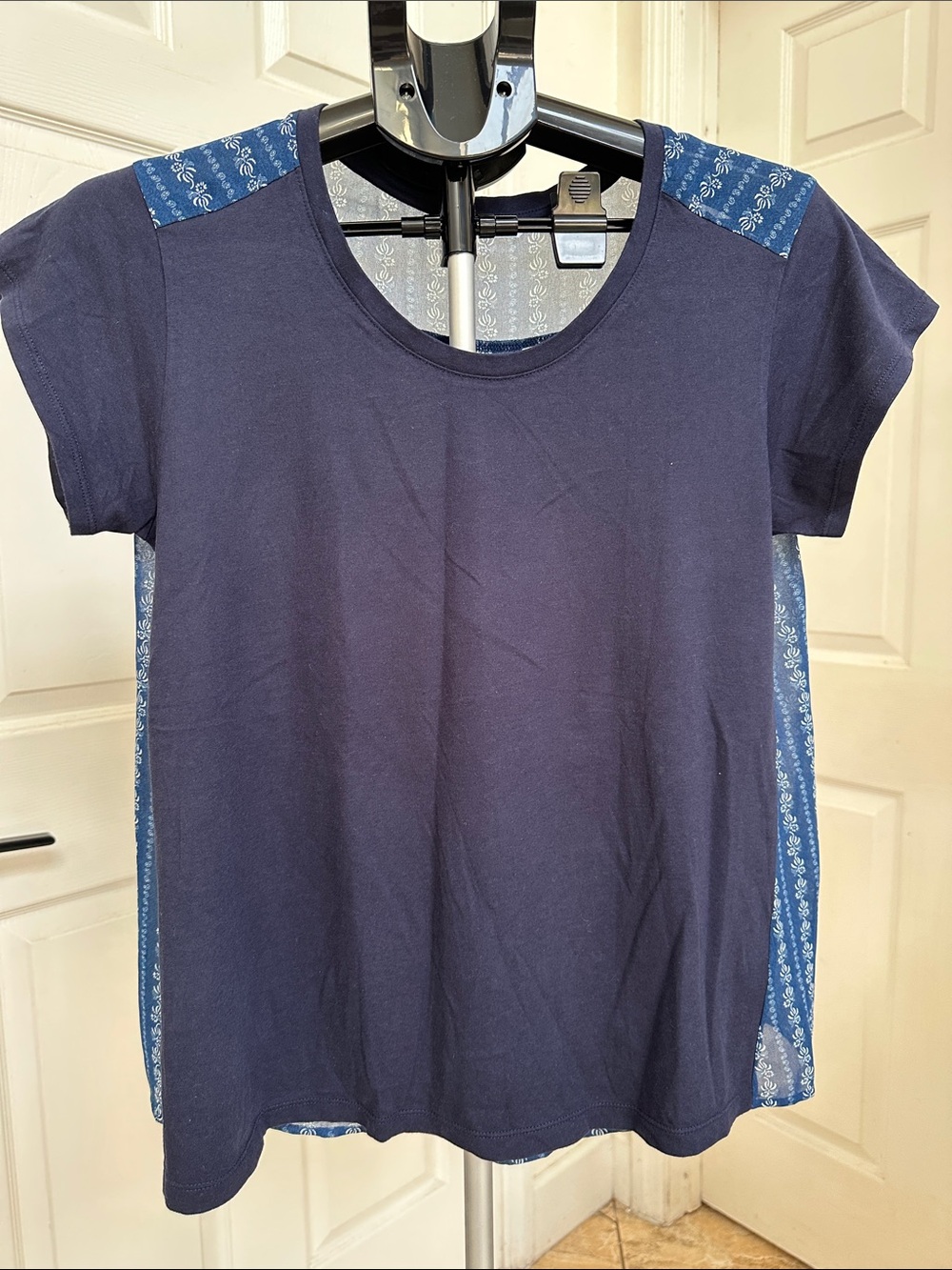 Uniqlo -Disney Beauty And The Beast Collab Navy Blue Top With Floral Insets